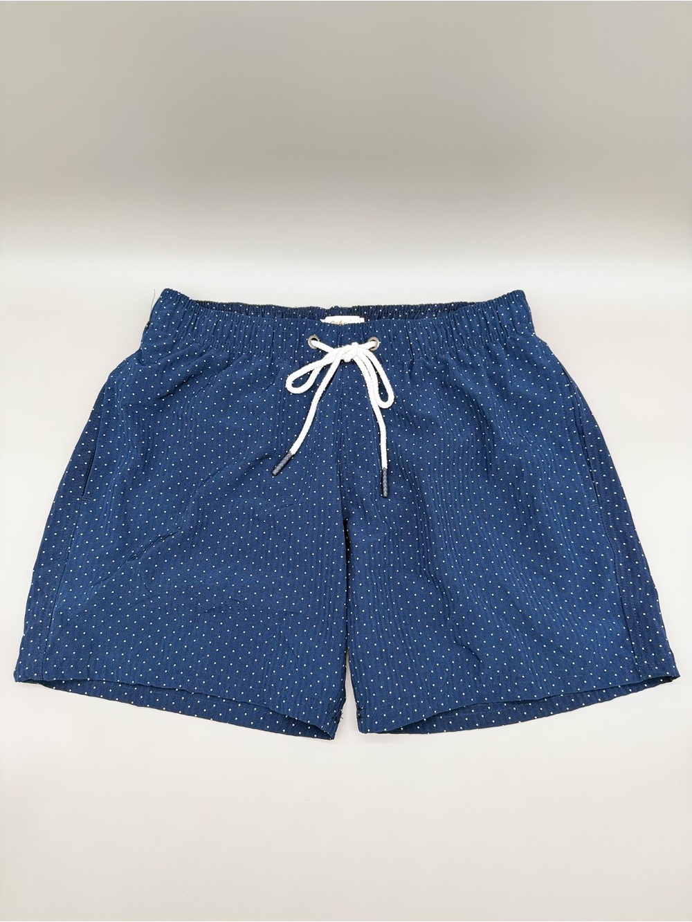 Cabana Life Navy Swim Trunks with White Dot Print